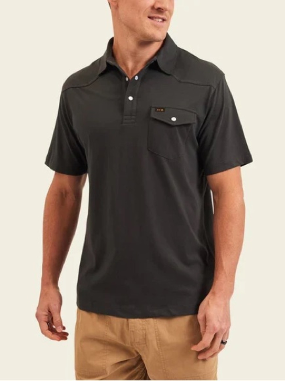 Howler Brothers Ranchero Polo: Antique Black Charcoal Gray Size XL